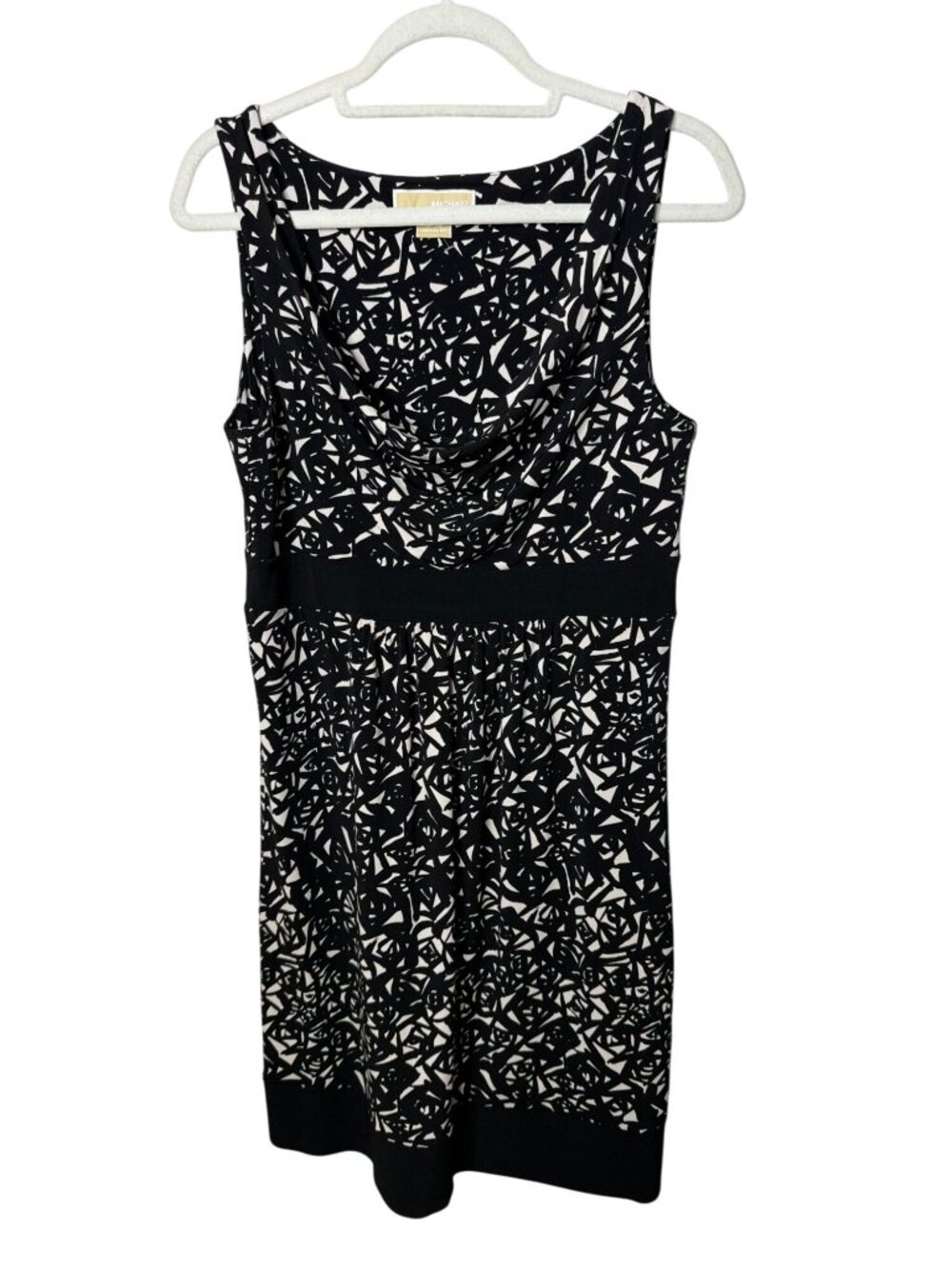 Michael Michael Kors M Abstract Print Cowl Neck Midi Dress Y2k Mod Retro Office